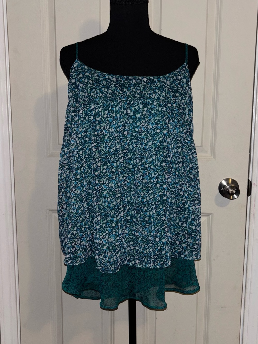 Faded Glory Teal Floral Spaghetti-Strap Camisole